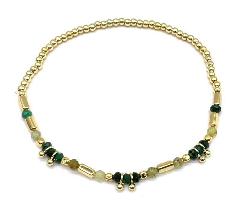 MALACHITES SOLID COPPER BEADS BRACELET 