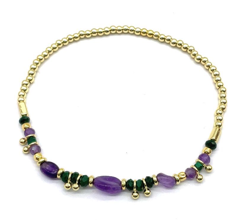 AMETHYSTS SOLID COPPER BEADS BRACELET 