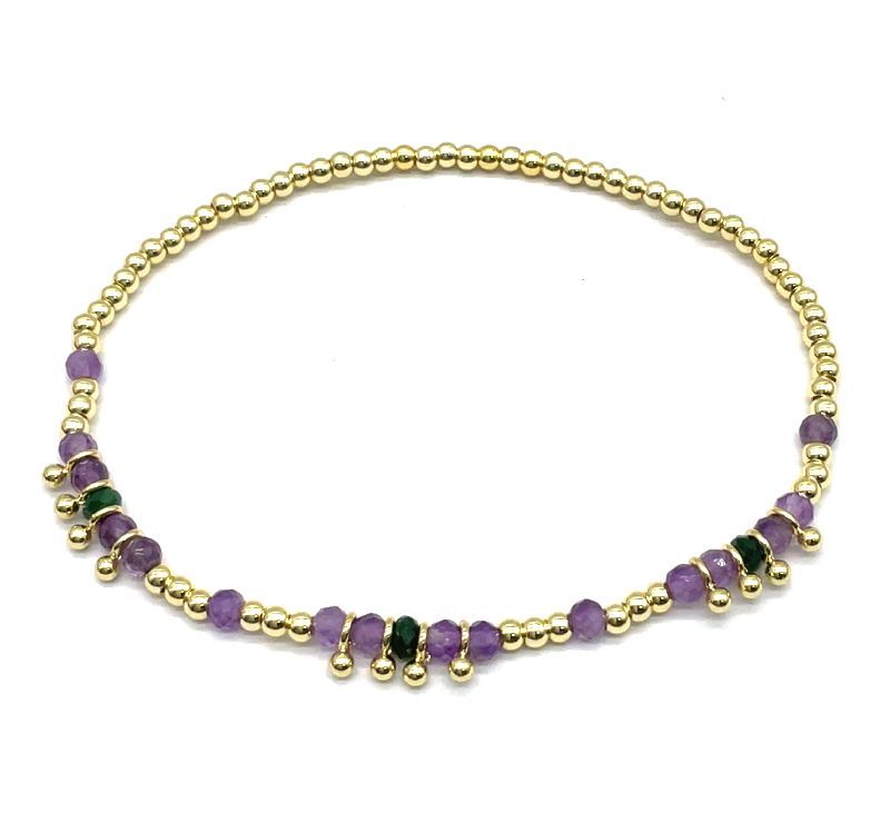 AMETHYSTS SOLID COPPER BEADS BRACELET