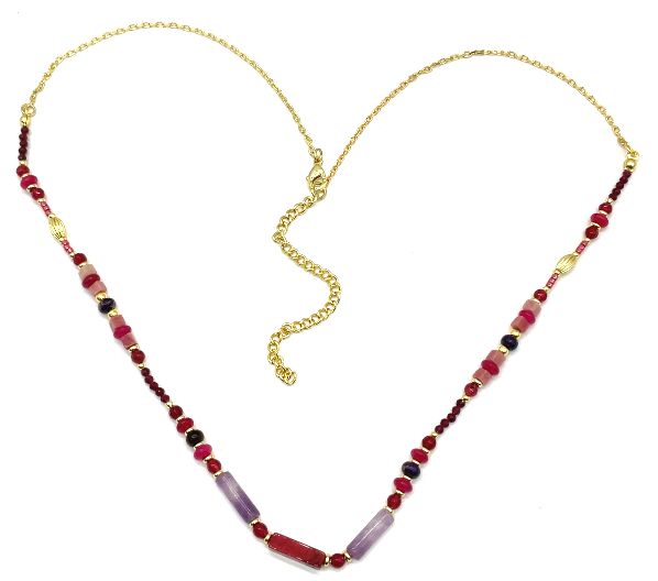 RED NATURAL STONE NECKLACE 