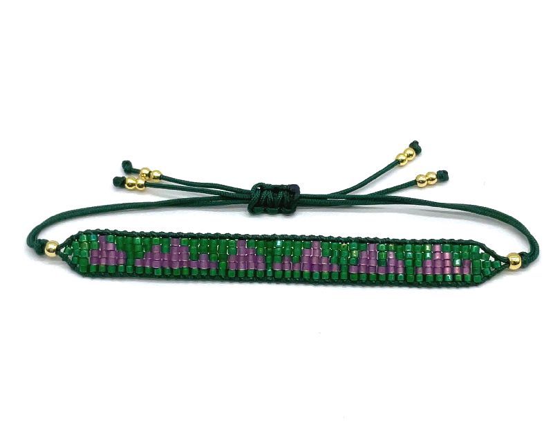 PURPLE AND GREEN DB BEADS WOVEN BRACELET 