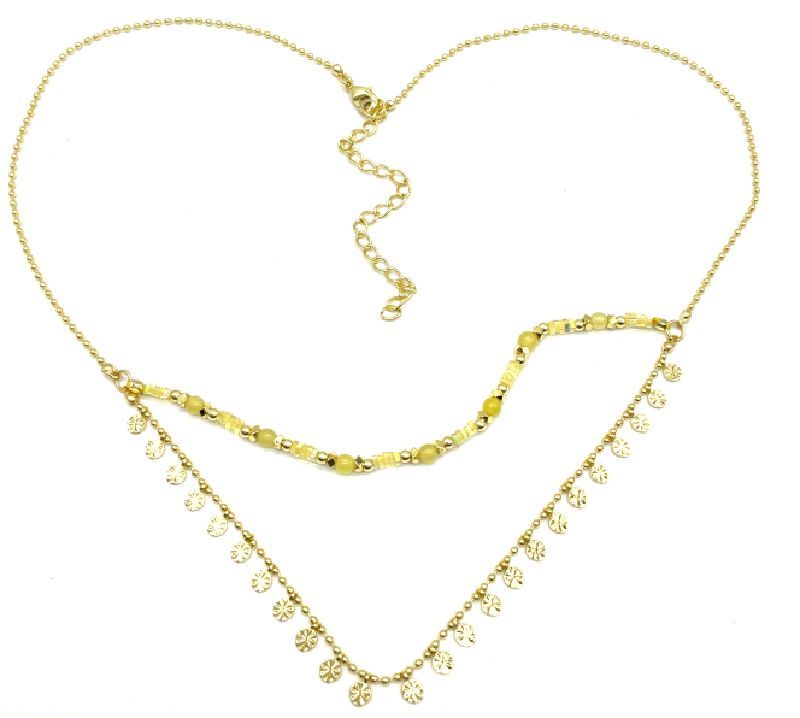 3.5MM BEADED AND WAVY CHAIN NECKLACE