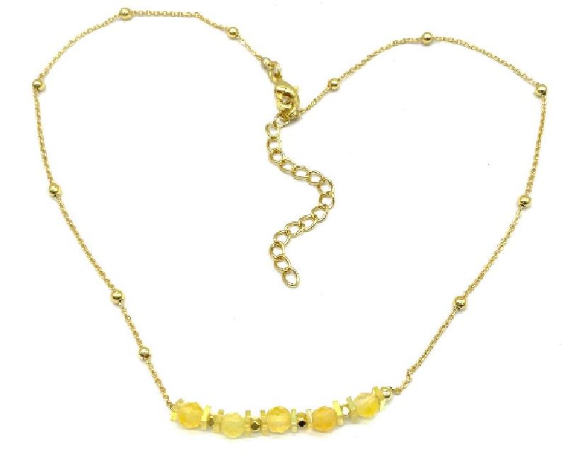 CITRINES CLIP BEADS CHAIN NECKLACE 