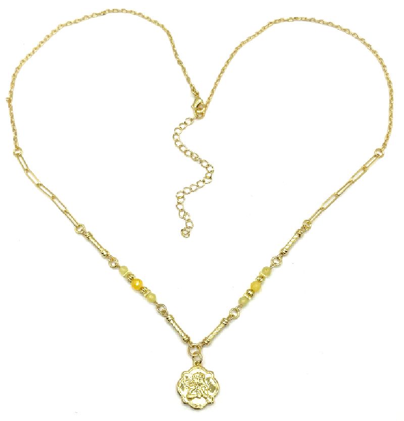 FLOWER-SHAPED ANGEL OF THOUGHT PENDANT NECKLACE