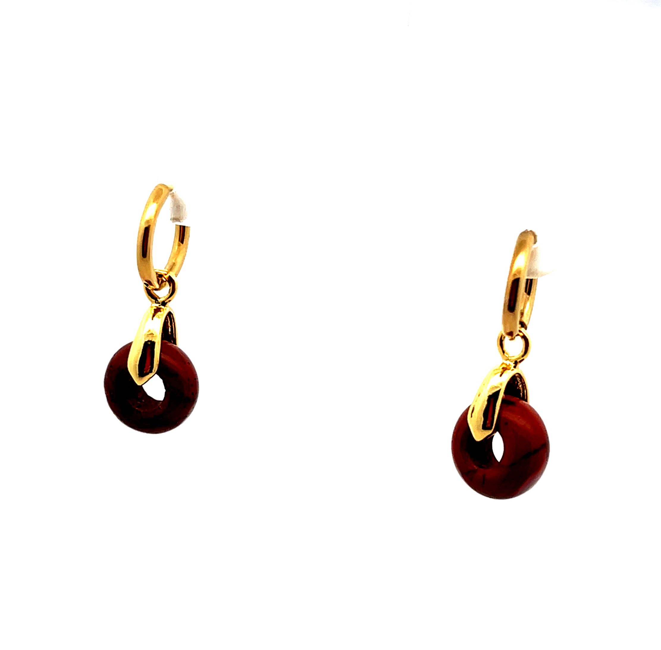 RED STONE ABACUS BEAD EARRINGS