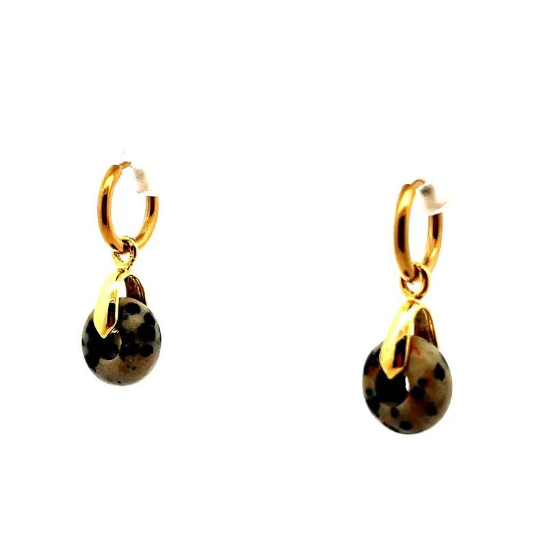 SPOTTED STONE ABACUS BEAD EARRINGS