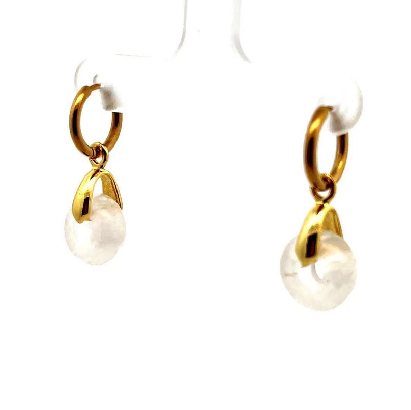 CLEAR CRYSTAL QUARTZ ABACUS BEAD EARRINGS
