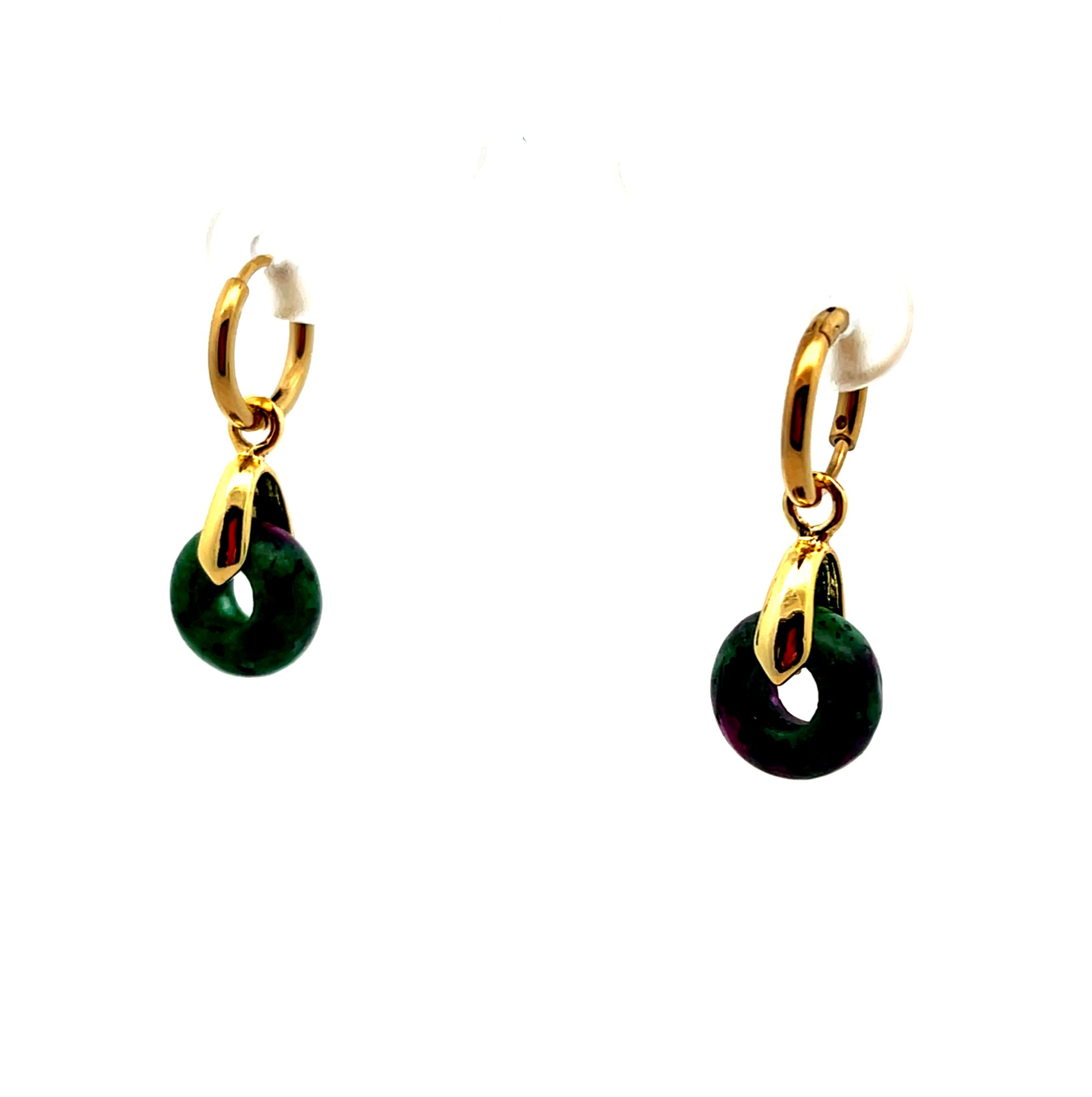 RUBY ZOISITE ABACUS BEAD EARRINGS