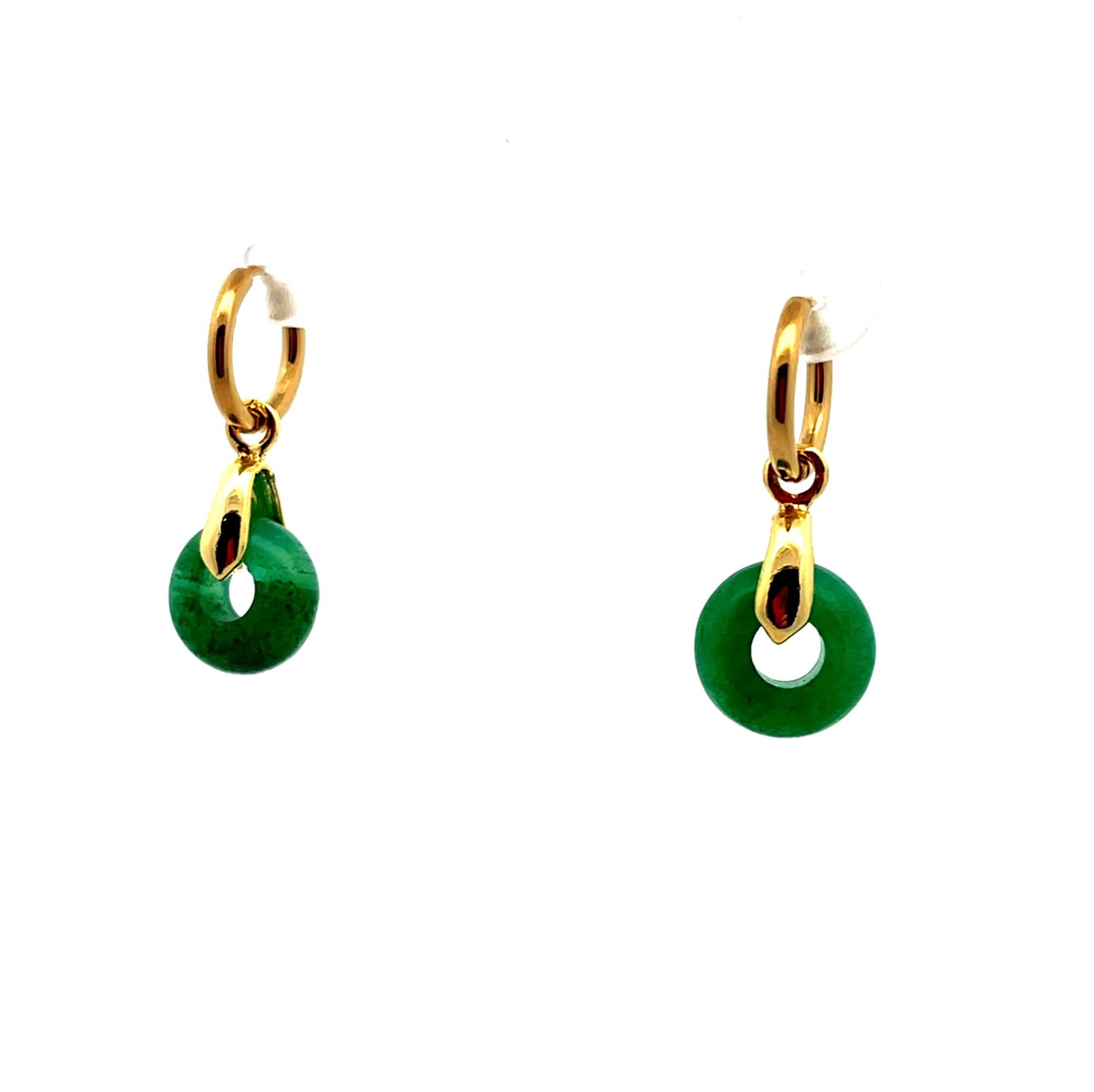 MA SHAN JADE GREEN ABACUS BEAD EARRINGS