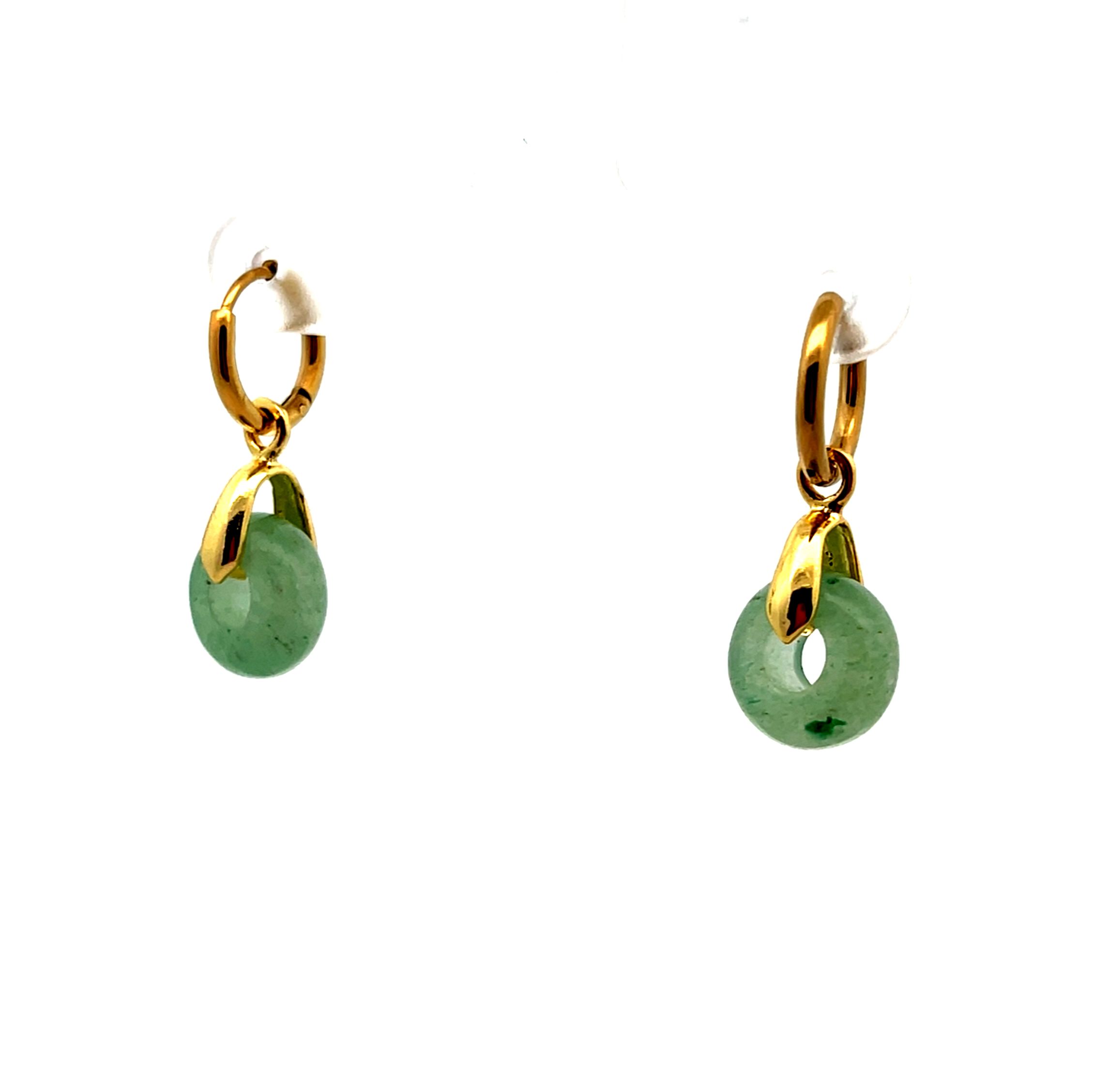 CLEAR GREEN AVENTURINE ABACUS BEAD EARRINGS