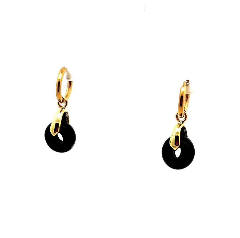 BLACK AGATE ABACUS BEAD EARRINGS
