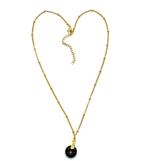 INDIAN AGATE ABACUS BEAD PENDANT NECKLACE
