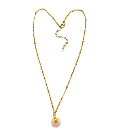 ROSE QUARTZ ABACUS BEAD PENDANT NECKLACE