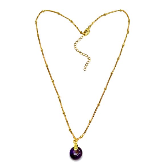 AMETHYST ABACUS BEAD PENDANT NECKLACE