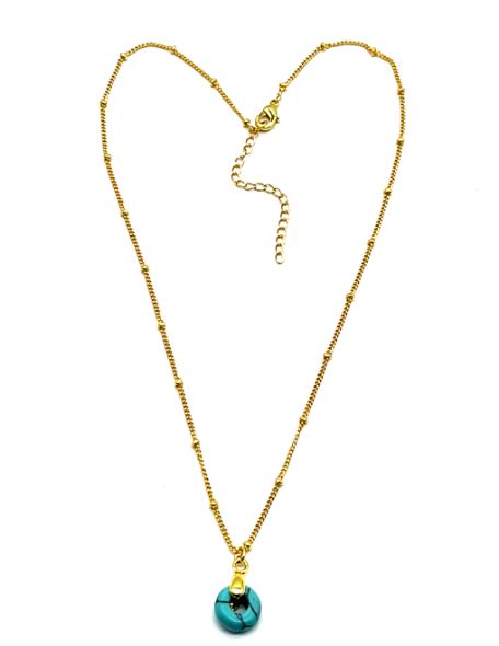 LIGHT TURQUOISE ABACUS BEAD PENDANT NECKLACE