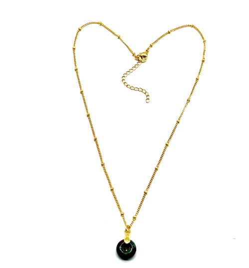 RUBY ZOISITE ABACUS BEAD PENDANT NECKLACE