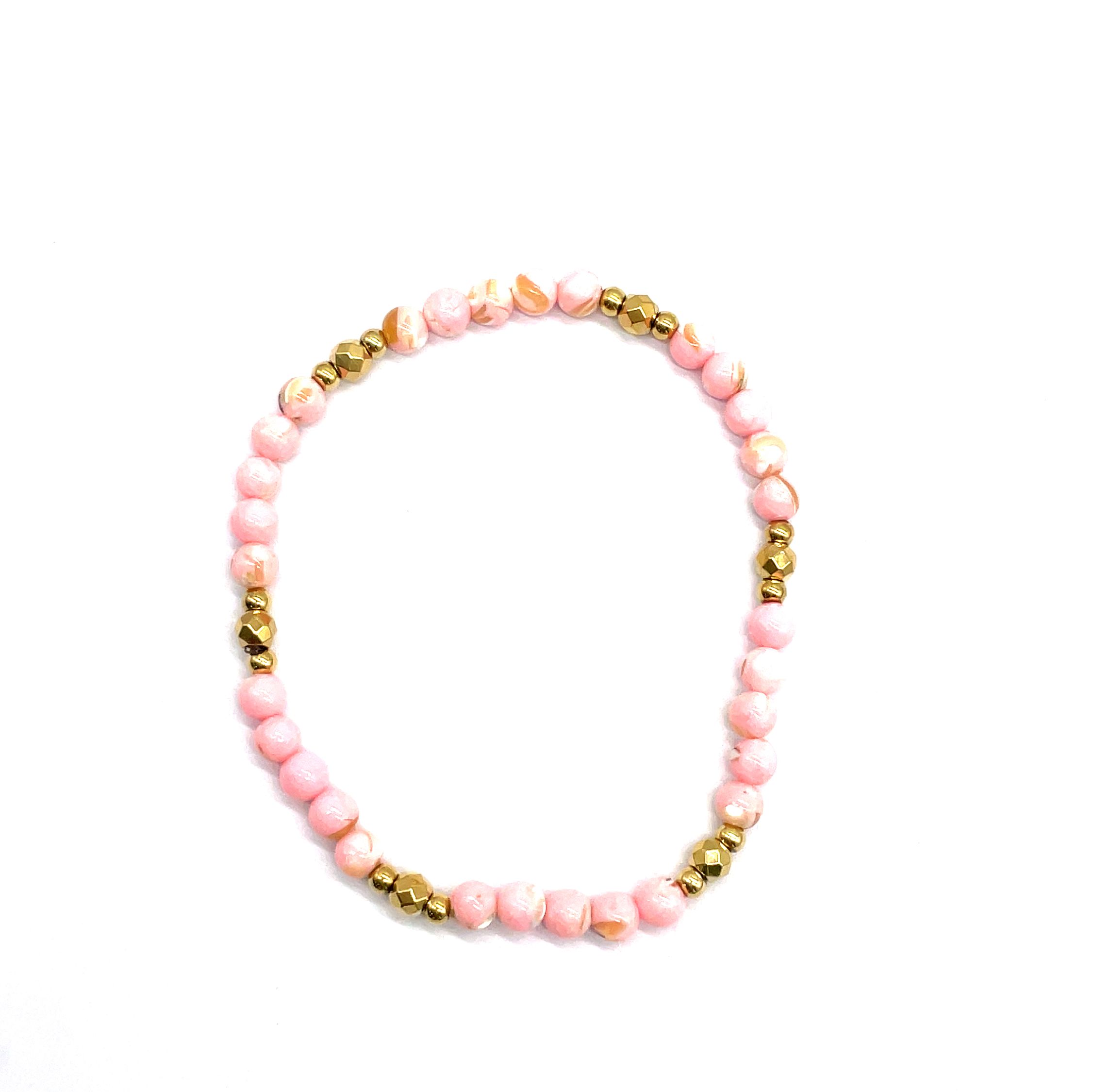 4MM LIGHT PINK MATILLO ROUND BEADS BRACELET
