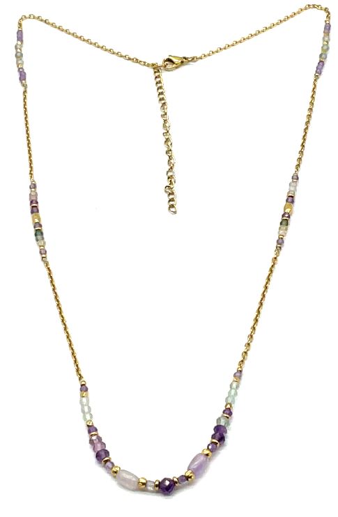 RAINBOW FLUORITE CHAIN NECKLACE