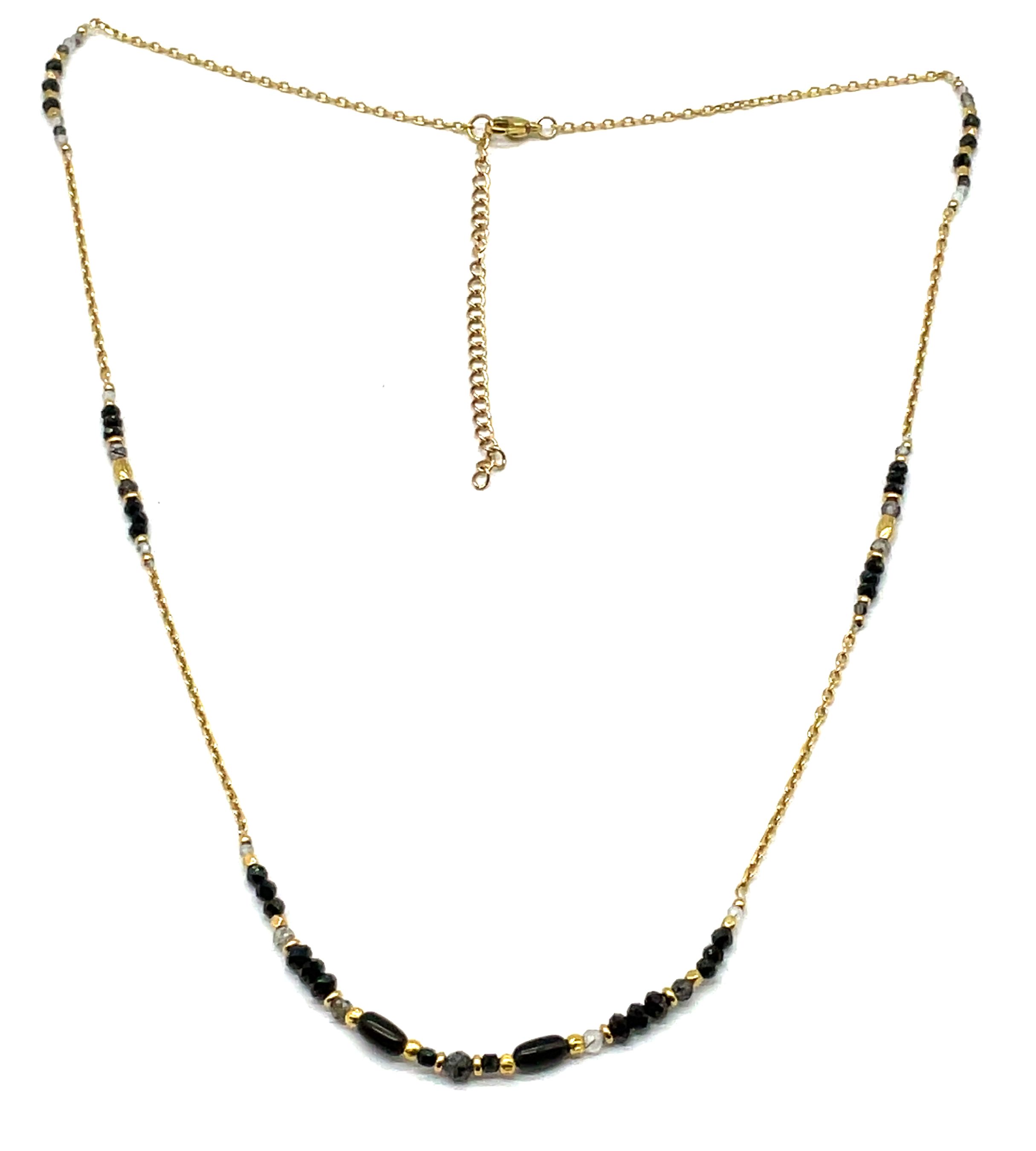 BLACK RUTIATED QUARTZ CHAIN NECKLACE