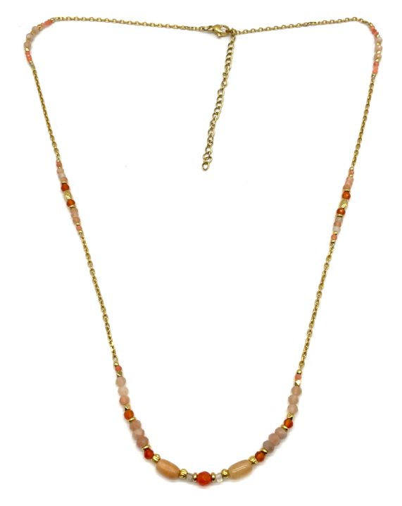 PEACH MOONSTONE CHAIN NECKLACE