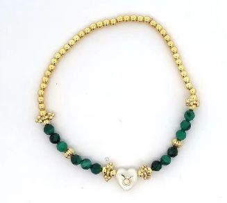 WHITE TAURUS HEART-SHAPED SHELL BRACELET