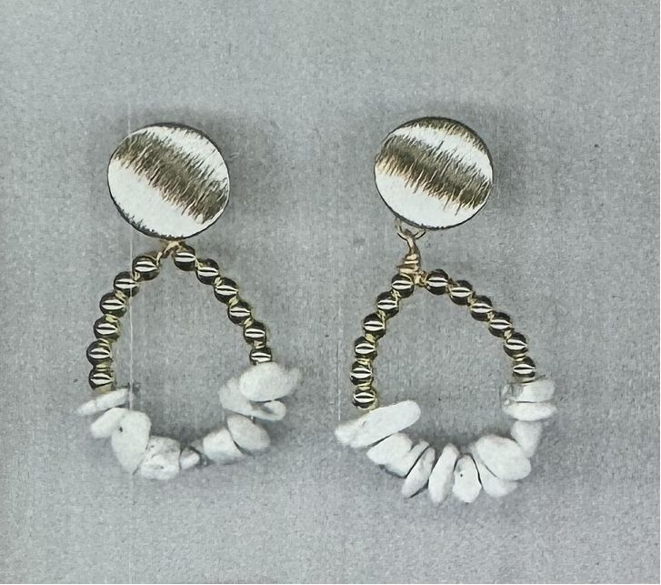 WHITE TURQUOISE STUD EARRINGS