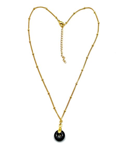 BLUE SANDSTONE ABACUS BEAD PENDANT NECKLACE