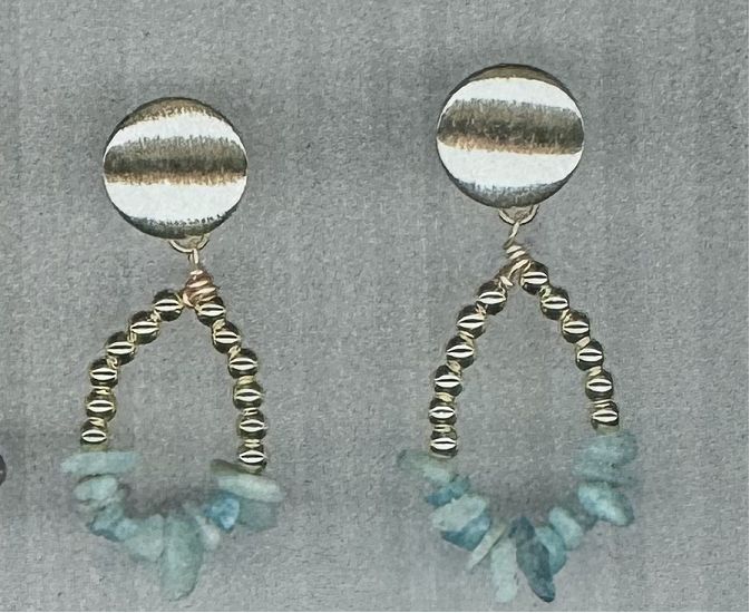 LT.AMAZONITE STUD EARRINGS
