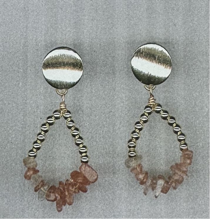 GOLDEN SUNSTONE STUD EARRINGS