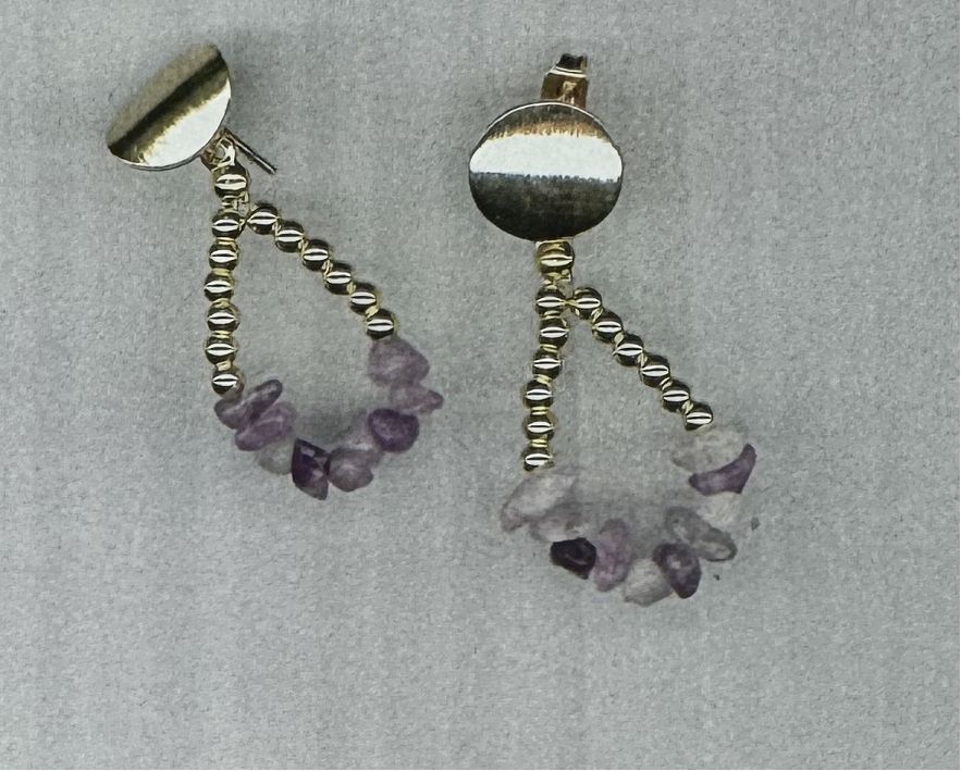 PURPLE JADE STUD EARRINGS