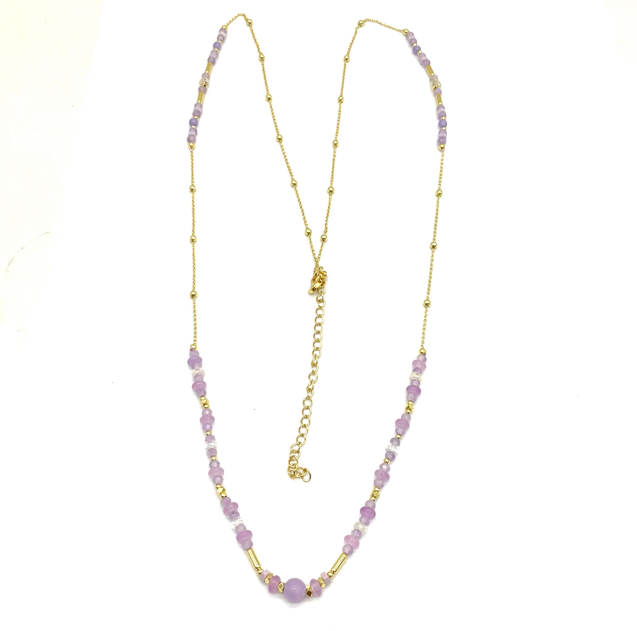 PURPLE JADES CLIP BEAD CHAIN NECKLACE 