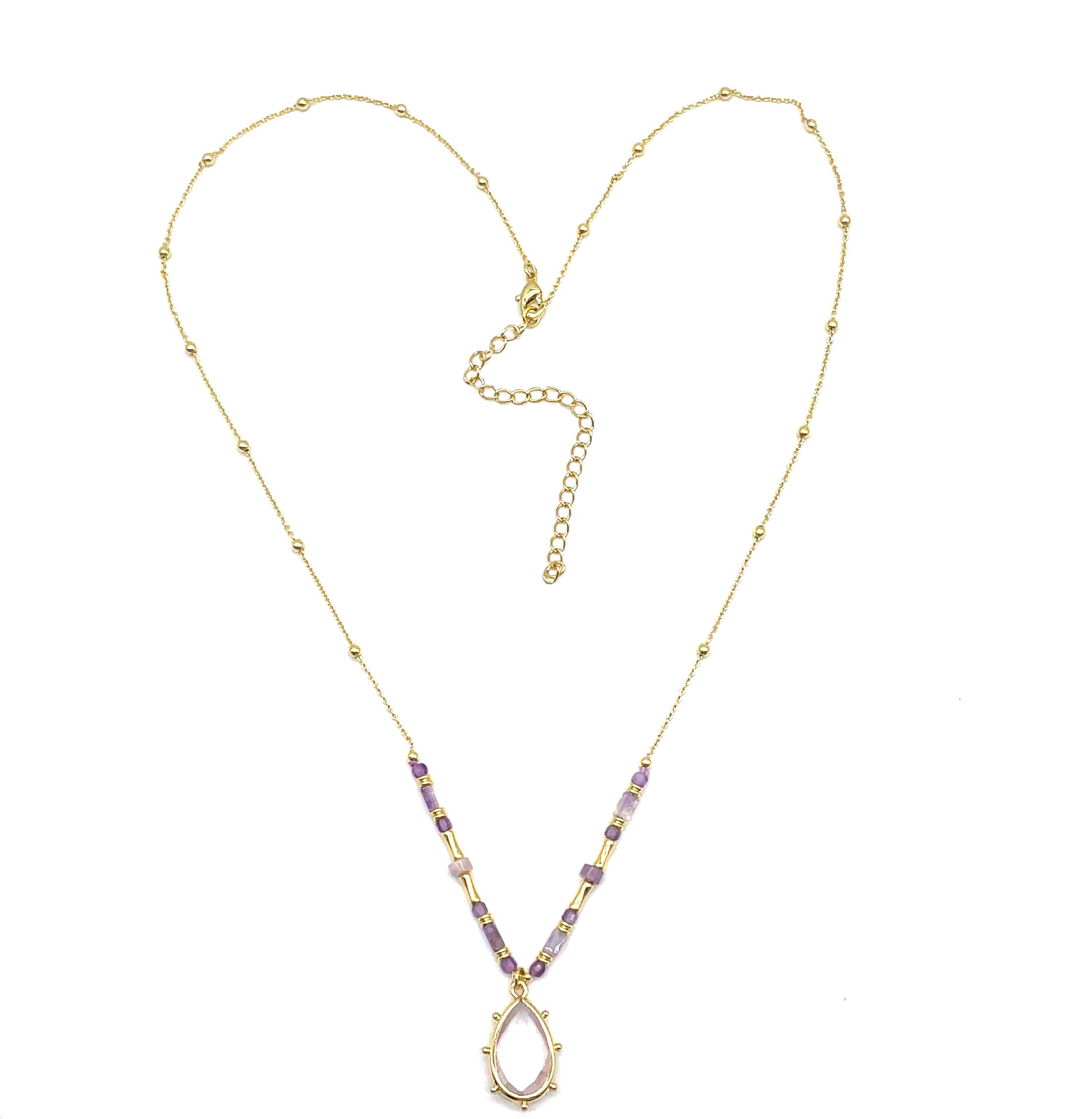 O FLAT CLIP BEAD CHAIN PURPLE MICA NECKLACE