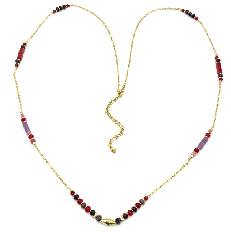 RED IMPERIAL STONES CHAIN NECKLACE