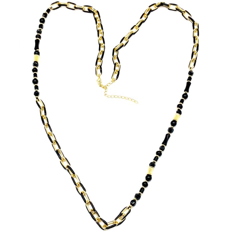 OBSIDIAN OIL-DRIPPING O-SHAPED CHAIN NECKLACE