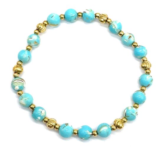 BLUE MARCELLO SHELL ROUND BEADS BRACELET