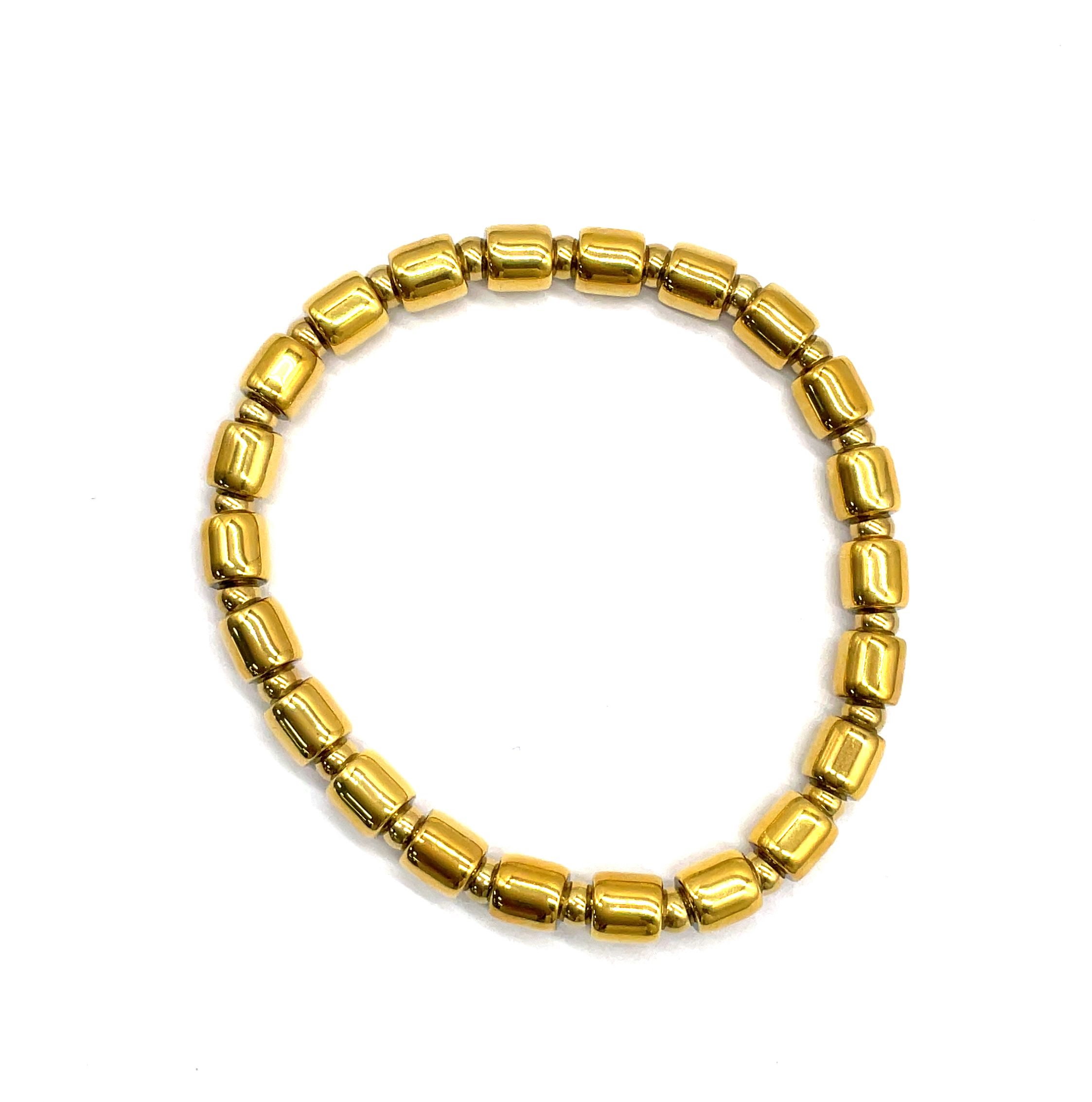 6X6MM STAINLESS STEEL LATHE BEADS BRACELET