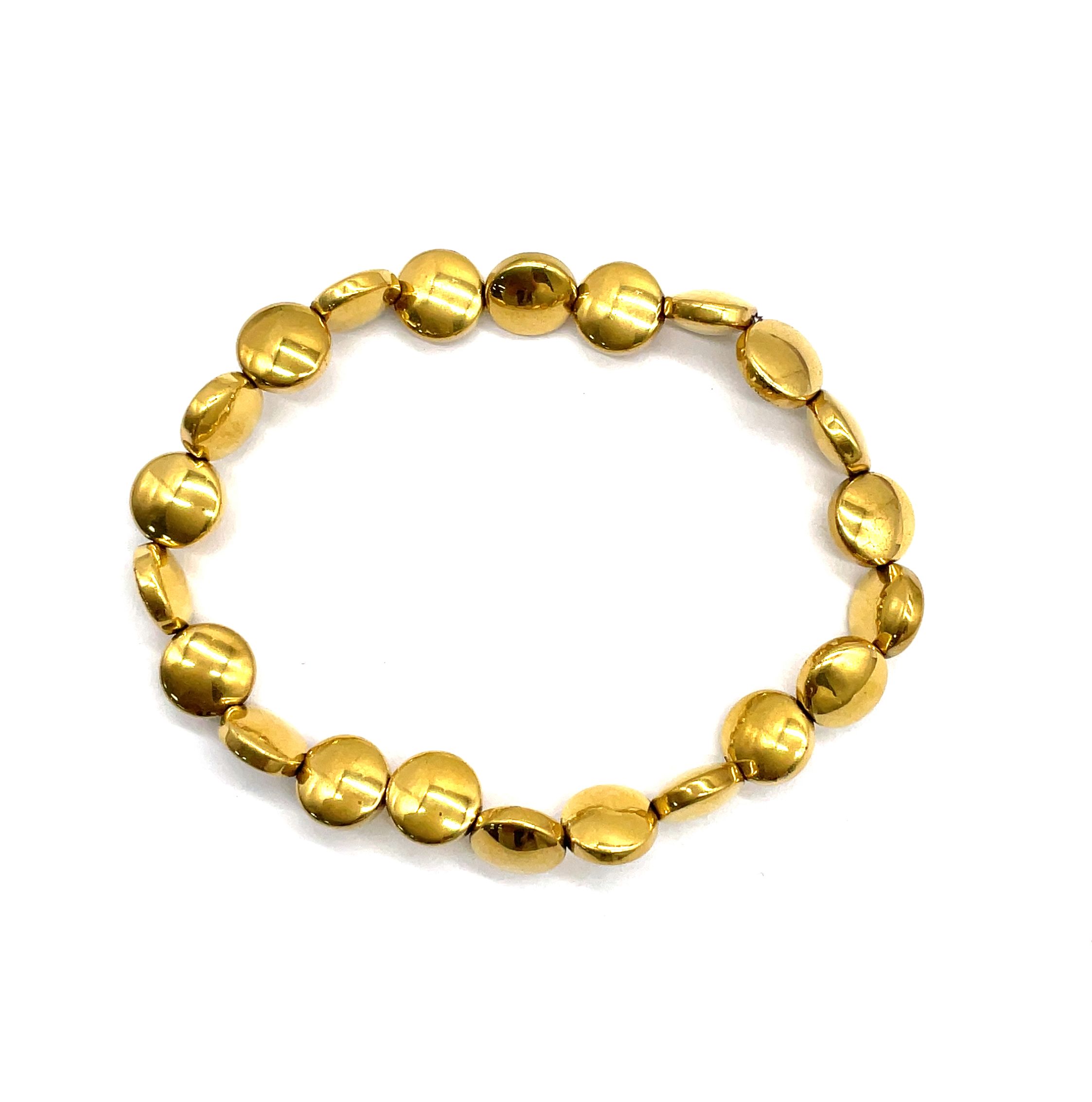 8MM FLAT ROUND BEADS BRACELET