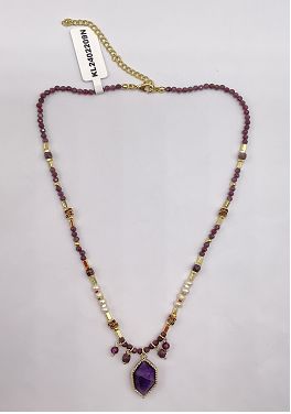 PURPLE CRYSTAL PENDANT NECKLACE