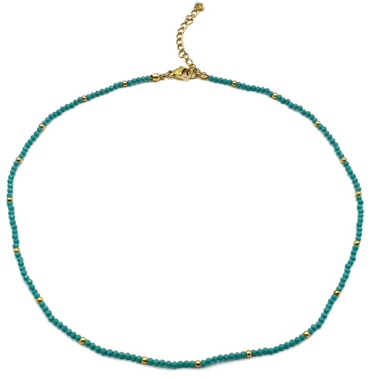 LIGHT TURQUOISE ROUND BEADS NECKLACE
