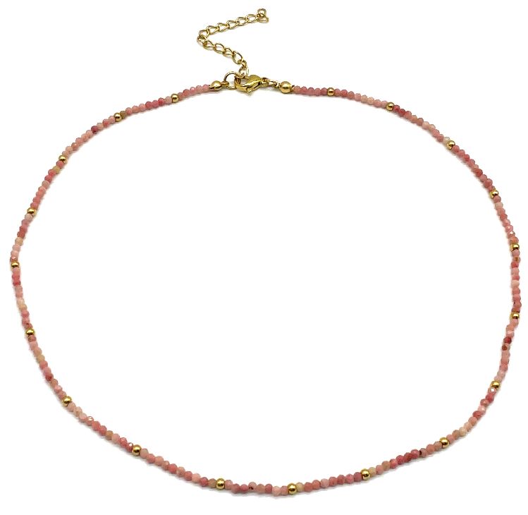 RHODOCHROSITE ROUND BEADS NECKLACE