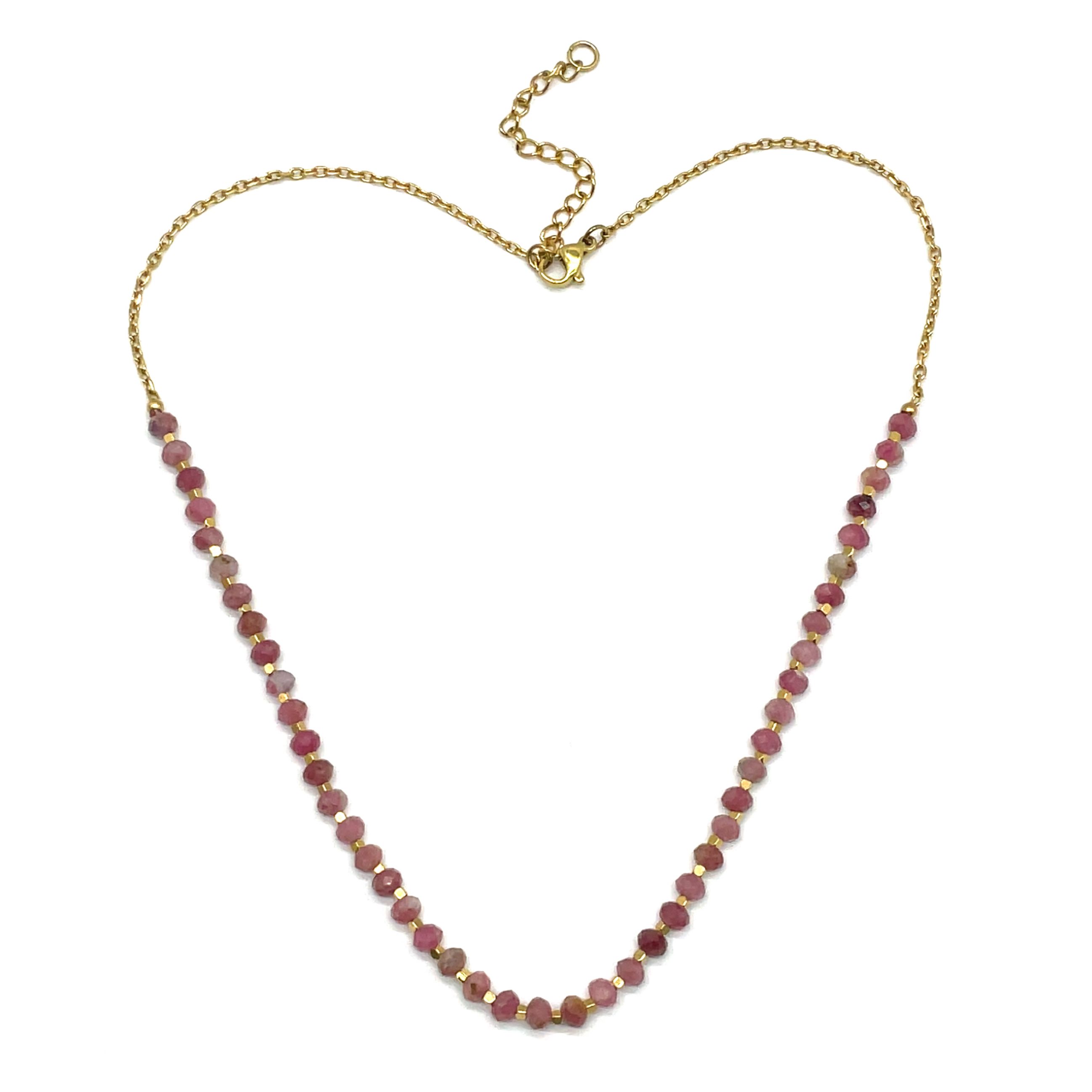 PINK TOURMALINE ABACUS BEADS NECKLACE
