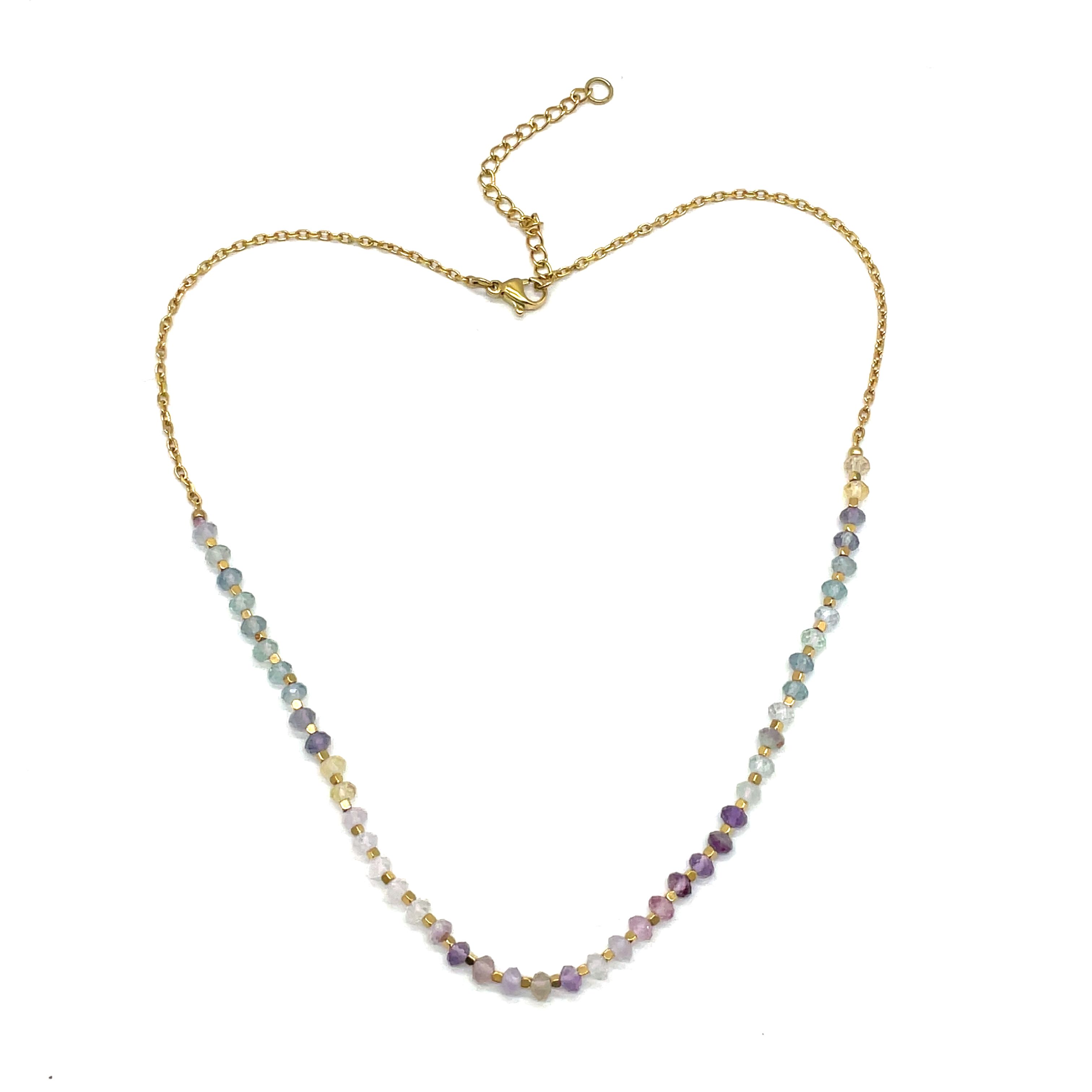 COLORED FLUORITE ABACUS BEADS NECKLACE