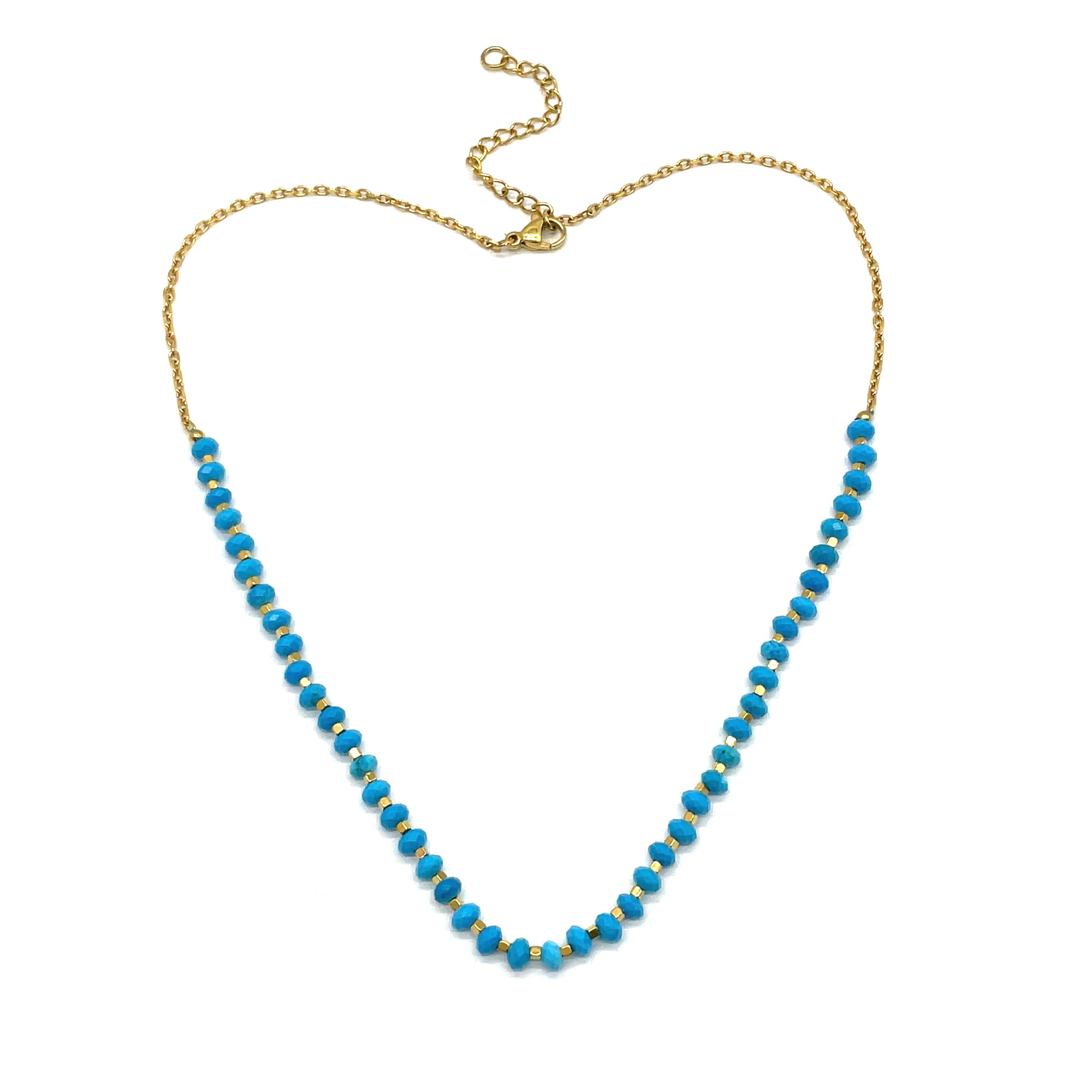 BLUE TURQUOISE ABACUS BEADS NECKLACE