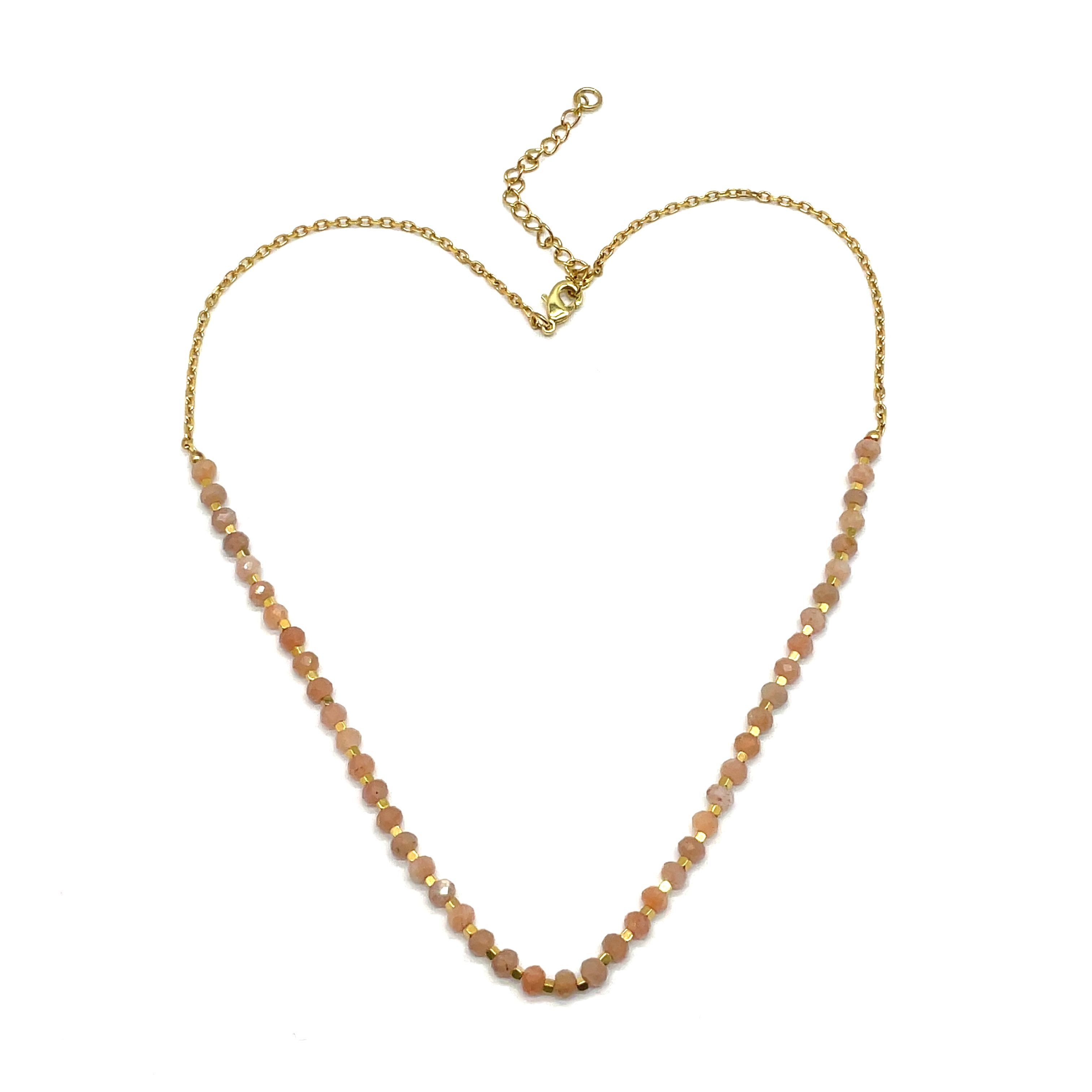 PEACH MOONSTONE ABACUS BEADS NECKLACE