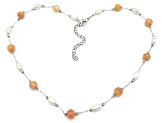 AGATE LAMINATED BEADS CHAIN NECKLACE 