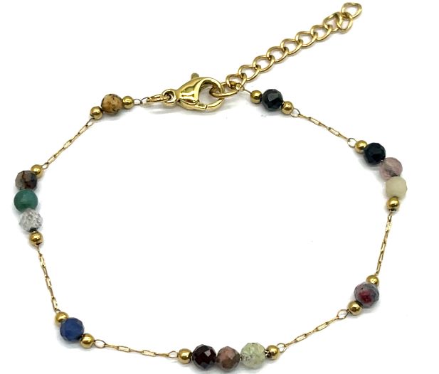 CROSS-CUT MULTI-TREASURE BEADS CHAIN BRACELET