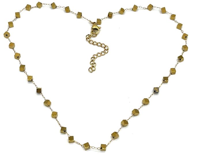 BLACK GALLSTONE SQUARES CHAIN BRACELET 