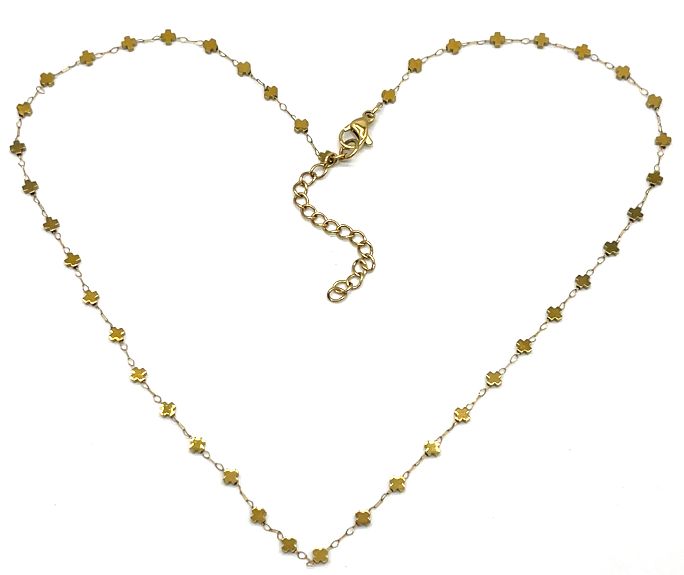 BLACK GALLSTONE CROSSES CHAIN NECKLACE