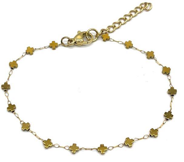 BLACK GALLSTONE CROSSES CHAIN BRACELET