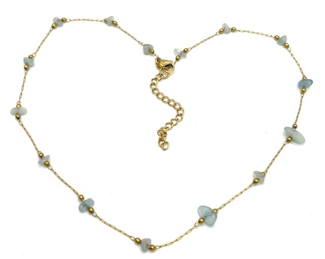 AQUAMARINES CLIP BEADS CHAIN NECKLACE